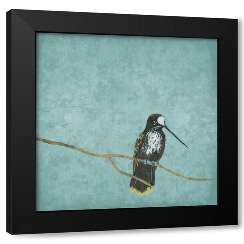 Bird on branch 2 Black Modern Wood Framed Art Print by Grey, Jace