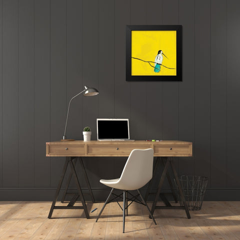 Bird on branch 3 Black Modern Wood Framed Art Print by Grey, Jace
