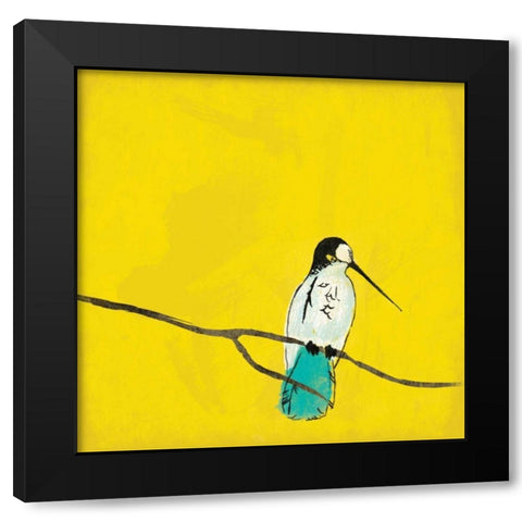 Bird on branch 3 Black Modern Wood Framed Art Print by Grey, Jace