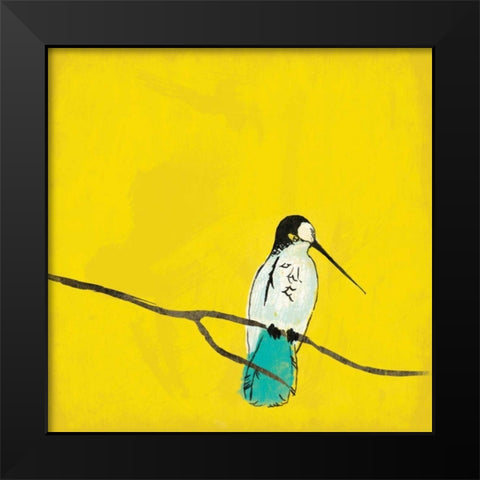 Bird on branch 3 Black Modern Wood Framed Art Print by Grey, Jace