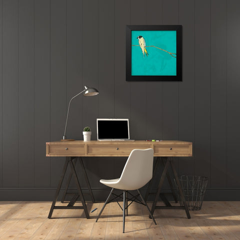 Bird on branch 4 Black Modern Wood Framed Art Print by Grey, Jace