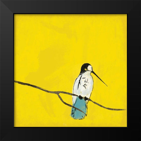 Birds on branch Black Modern Wood Framed Art Print by Grey, Jace