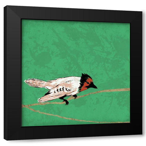 Birds on branch Black Modern Wood Framed Art Print by Grey, Jace