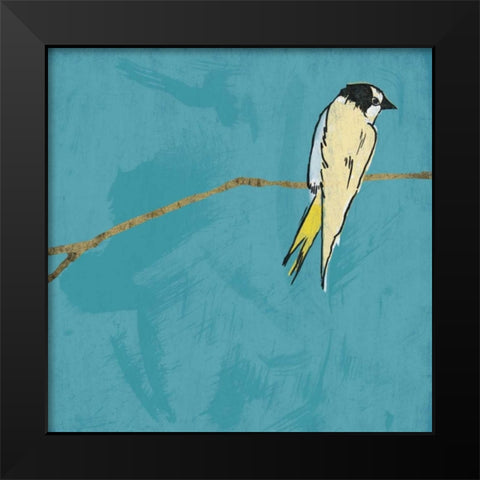Birds on branch Black Modern Wood Framed Art Print by Grey, Jace