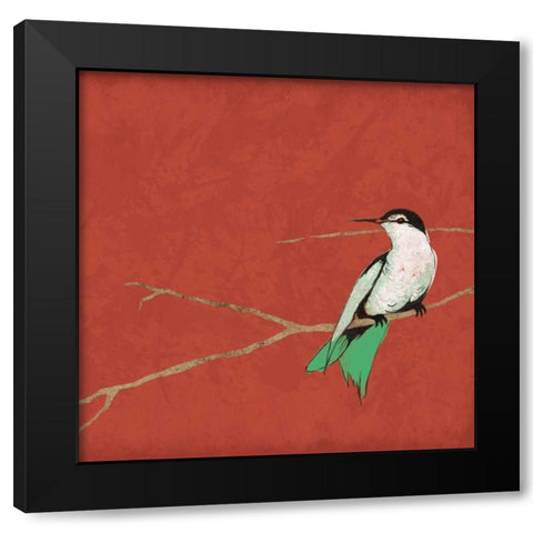 Birds on branch Black Modern Wood Framed Art Print with Double Matting by Grey, Jace