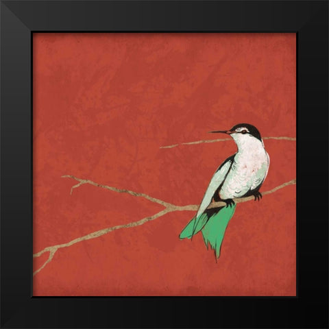 Birds on branch Black Modern Wood Framed Art Print by Grey, Jace