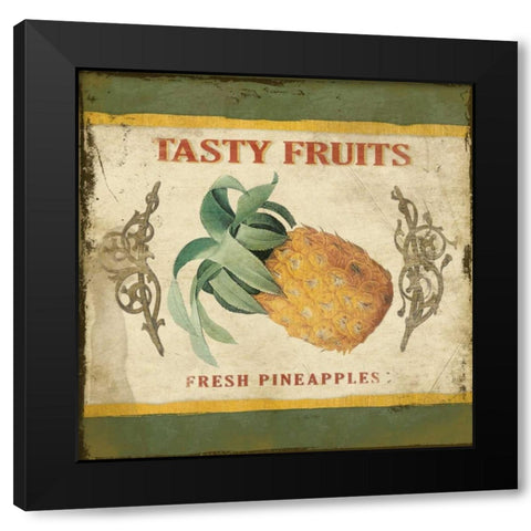 Pineapple Black Modern Wood Framed Art Print by Grey, Jace