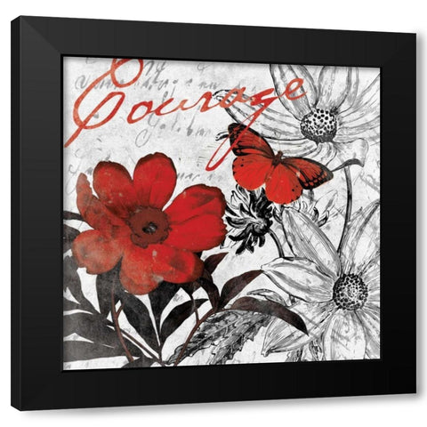 Courage floral Black Modern Wood Framed Art Print with Double Matting by Grey, Jace