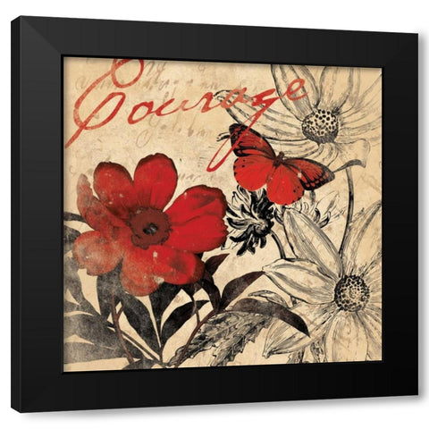 Courage floral Black Modern Wood Framed Art Print with Double Matting by Grey, Jace