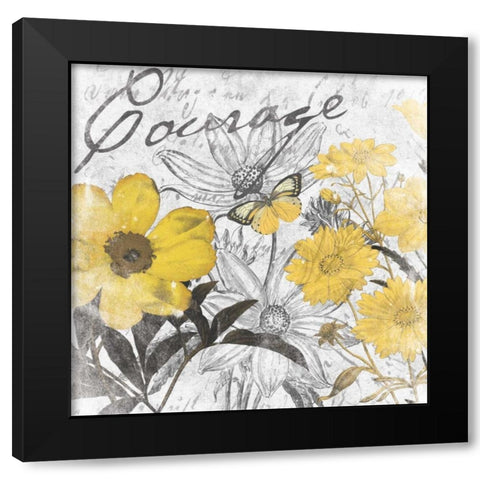 Courage floral Black Modern Wood Framed Art Print with Double Matting by Grey, Jace