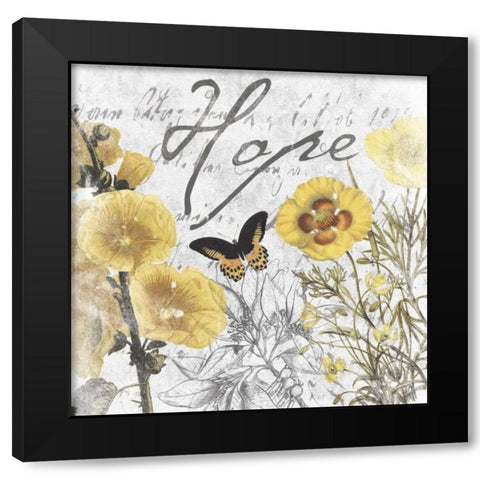 Hope floral Black Modern Wood Framed Art Print with Double Matting by Grey, Jace