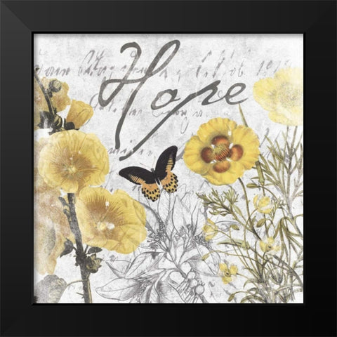 Hope floral Black Modern Wood Framed Art Print by Grey, Jace