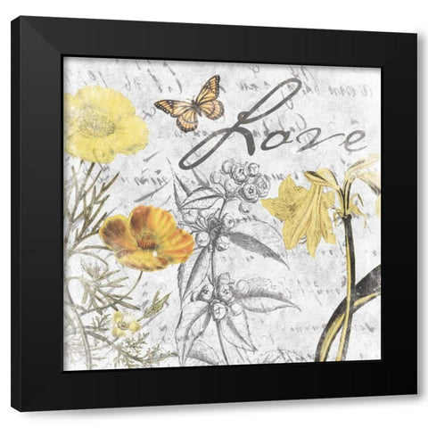 Love floral Black Modern Wood Framed Art Print with Double Matting by Grey, Jace
