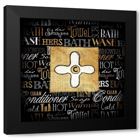 Cold Knob Bath Gold Black Modern Wood Framed Art Print by Grey, Jace