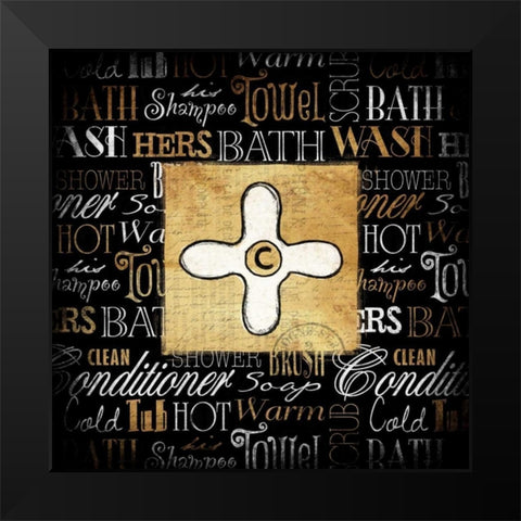 Cold Knob Bath Gold Black Modern Wood Framed Art Print by Grey, Jace