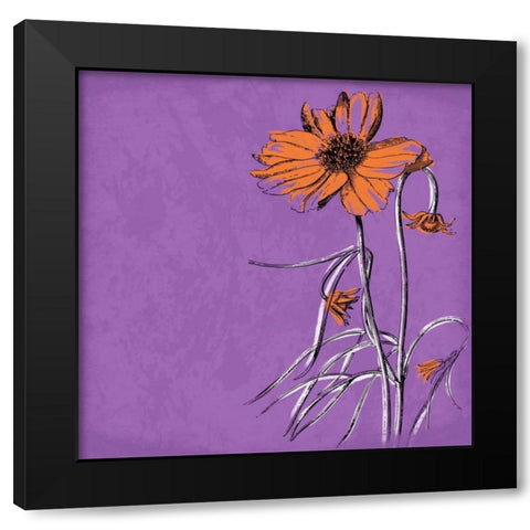 Flowers 2 Black Modern Wood Framed Art Print by Grey, Jace