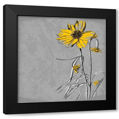 Flowers 4 Black Modern Wood Framed Art Print by Grey, Jace