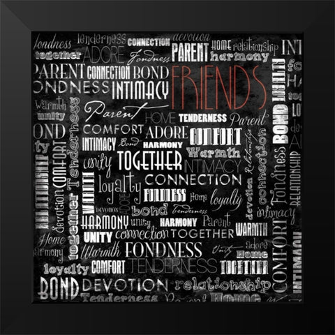 FRIENDS Black Modern Wood Framed Art Print by Grey, Jace