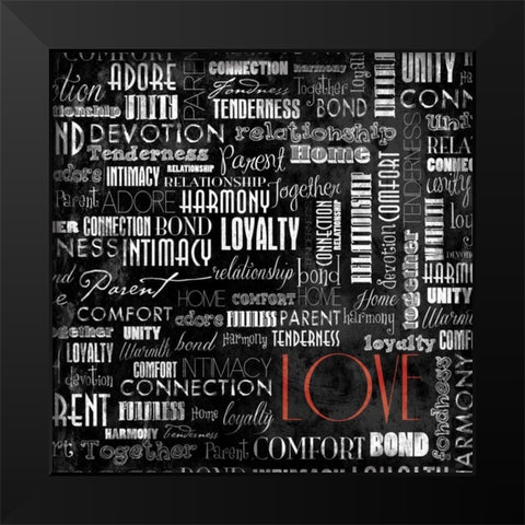 LOVE Black Modern Wood Framed Art Print by Grey, Jace
