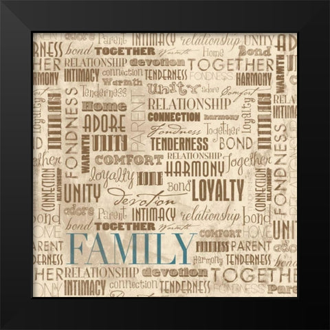FAMILY Black Modern Wood Framed Art Print by Grey, Jace