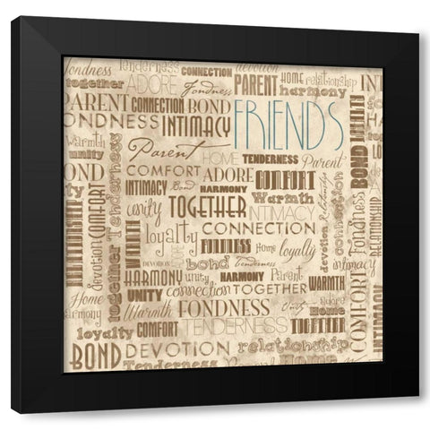 FRIENDS Black Modern Wood Framed Art Print by Grey, Jace