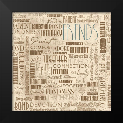 FRIENDS Black Modern Wood Framed Art Print by Grey, Jace