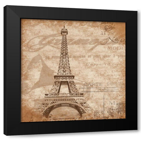 Paris Black Modern Wood Framed Art Print with Double Matting by Grey, Jace