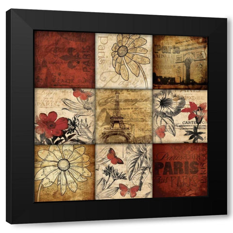Paris 9 patch Black Modern Wood Framed Art Print with Double Matting by Grey, Jace