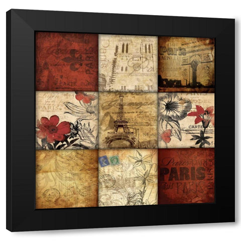 Paris 9 patch Black Modern Wood Framed Art Print with Double Matting by Grey, Jace