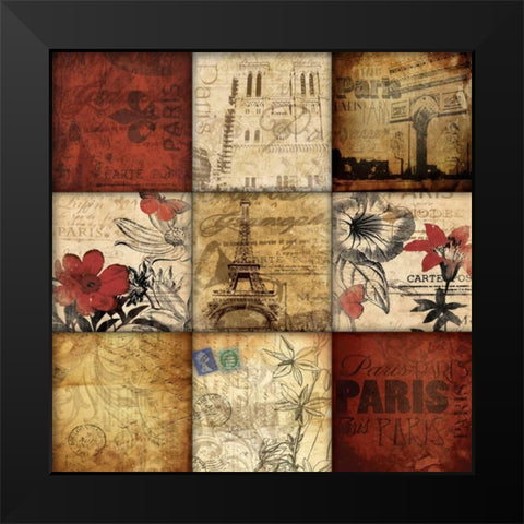 Paris 9 patch Black Modern Wood Framed Art Print by Grey, Jace