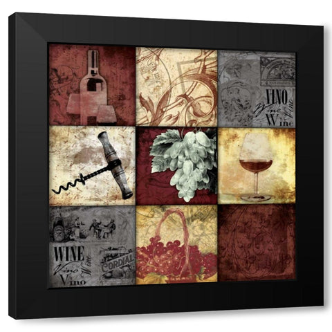 Wine 9 patch Black Modern Wood Framed Art Print by Grey, Jace
