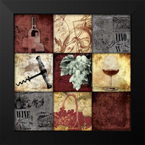 Wine 9 patch Black Modern Wood Framed Art Print by Grey, Jace
