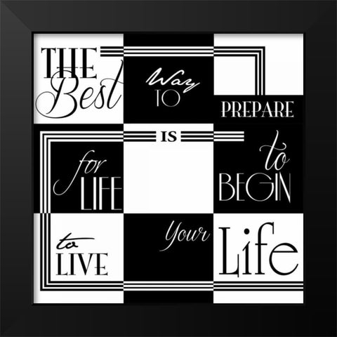 9 patch Black Modern Wood Framed Art Print by Grey, Jace