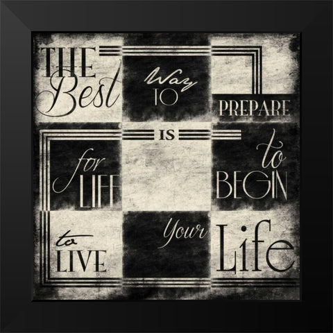 9 patch Black Modern Wood Framed Art Print by Grey, Jace