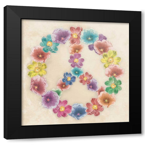 Floral peace Black Modern Wood Framed Art Print by Grey, Jace