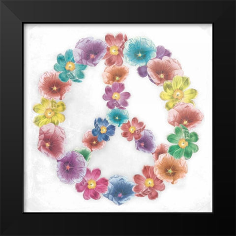 Floral Peace white Black Modern Wood Framed Art Print by Grey, Jace