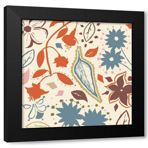 Basic Floral 3 Black Modern Wood Framed Art Print with Double Matting by Grey, Jace