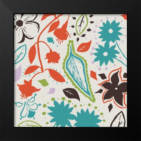 Basic Floral 5 Black Modern Wood Framed Art Print by Grey, Jace