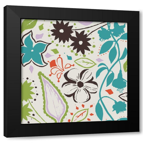 Basic Floral 6 Black Modern Wood Framed Art Print by Grey, Jace