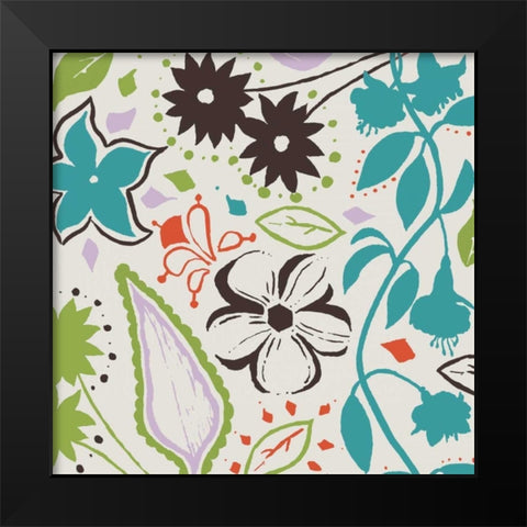 Basic Floral 6 Black Modern Wood Framed Art Print by Grey, Jace