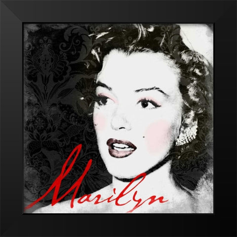 Marilyn Makeup Black Modern Wood Framed Art Print by Grey, Jace