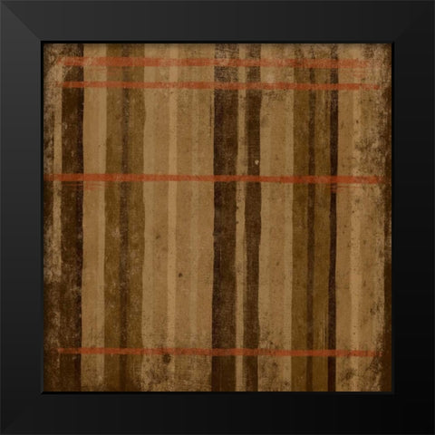 Burnt orange Stripes Black Modern Wood Framed Art Print by Grey, Jace