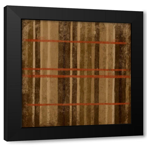 Burnt orange Stripes Black Modern Wood Framed Art Print by Grey, Jace