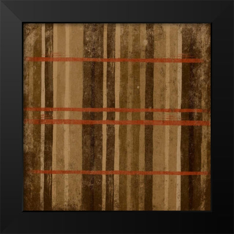 Burnt orange Stripes Black Modern Wood Framed Art Print by Grey, Jace