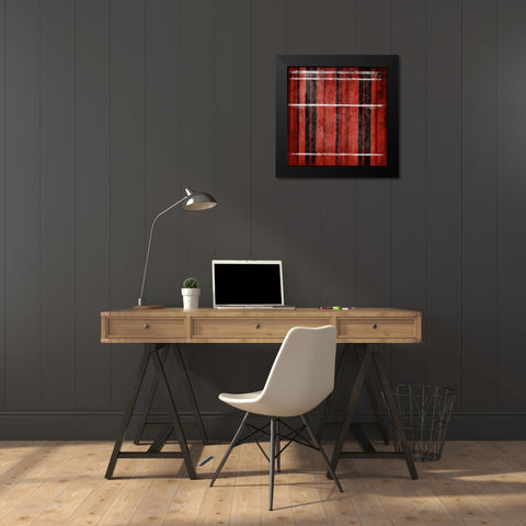RED Stripes Black Modern Wood Framed Art Print by Grey, Jace
