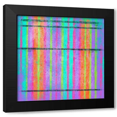 Glow Stripes Mate Black Modern Wood Framed Art Print by Grey, Jace
