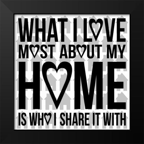 Home Black Modern Wood Framed Art Print by Grey, Jace