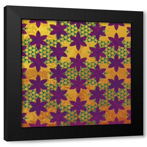 Floral Pattern Black Modern Wood Framed Art Print with Double Matting by Grey, Jace