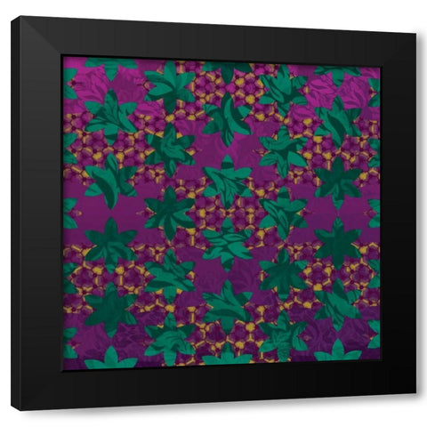Floral Pattern Black Modern Wood Framed Art Print with Double Matting by Grey, Jace