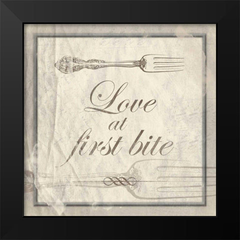 LOVE AT FIRST BITE Black Modern Wood Framed Art Print by Grey, Jace